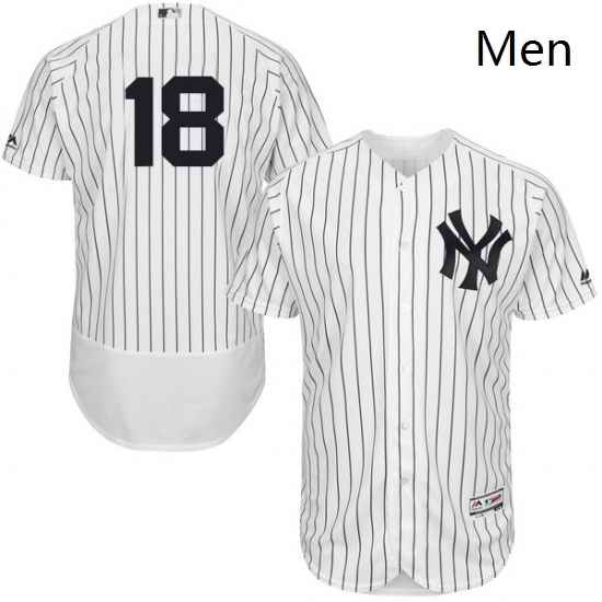 Mens Majestic New York Yankees 18 Johnny Damon White Home Flex Base Authentic Collection MLB Jersey